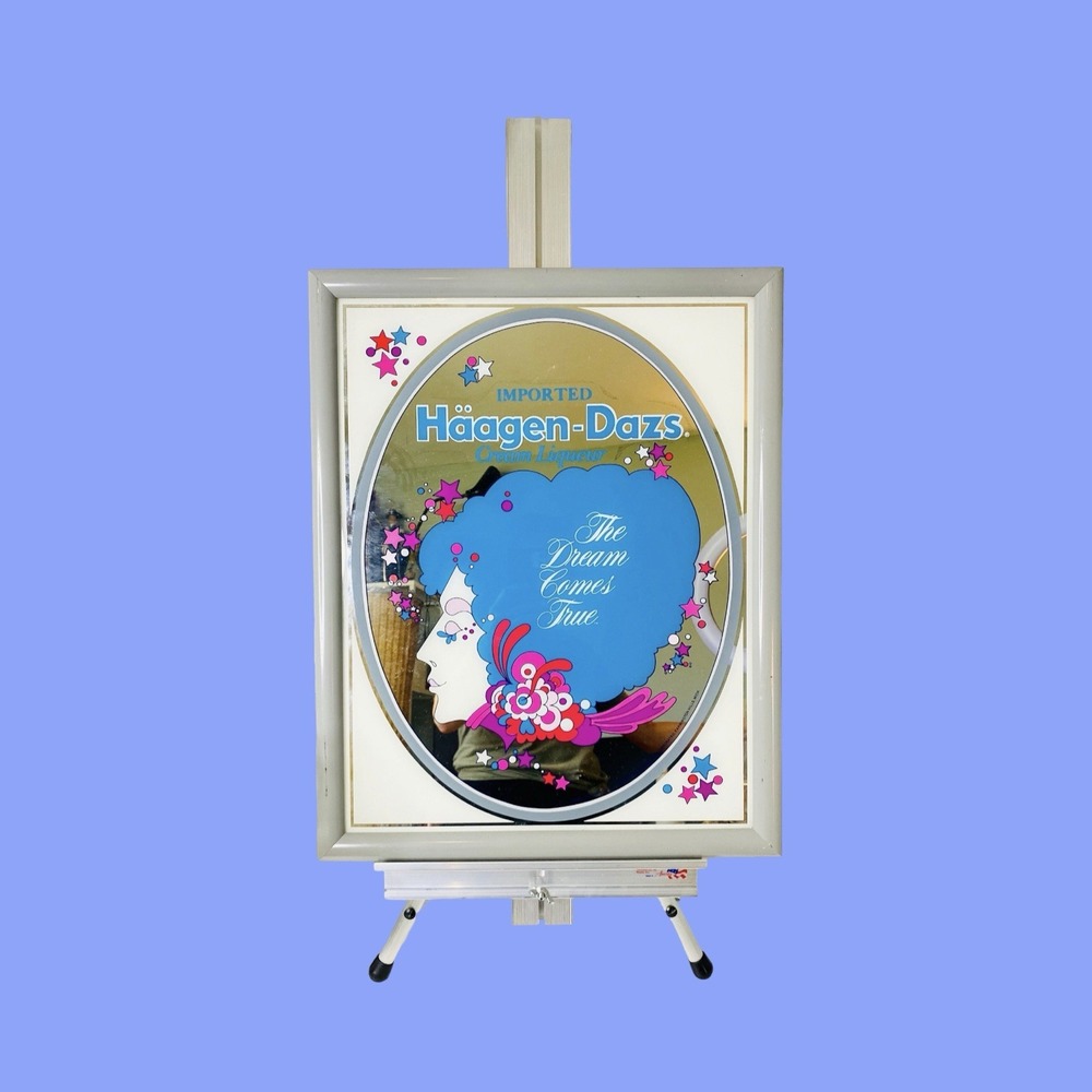 Vintage Haagen-Dazs Cream Liqueur Advertising‎ Mirror, Peter Max Style Bar Decor